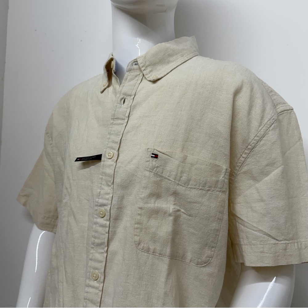 Tommy Hilfiger Cotton Linen Button Down Short Sleeve Shirt NWTags Size XXL - Picture 2 of 13